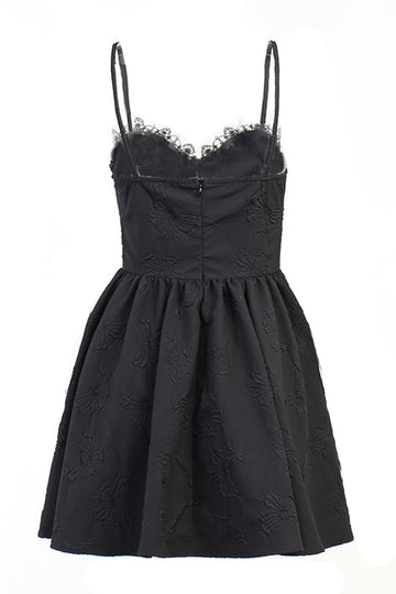 Spaghetti stropper Sort 1950'er kjole med blonder